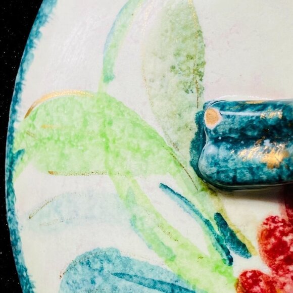 Vintage Italian Art Pottery Floral Covered Casserole Dish Numbered 4.5”T 6”W - Picture 10 of 10